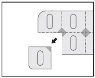 Technical diagram showing the detachment of a rectangular module with an oval hole from a grid of similar components via a dashed line