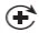 Black medical symbol with a cross at the center enclosed by a circular arrow pointing clockwise to the right