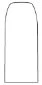 Black and white line drawing depicting the vertical outline of an empty medicinal capsule with rounded ends