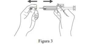 Two hands holding a syringe with needle and black arrows indicating a horizontal back-and-forth movement above the caption Figure 3