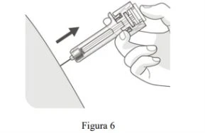 A hand holding an injection pen at an angle to insert the needle