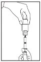 A hand holds the top part of a vial while the