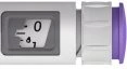 Detail of a medical device with a digital display showing the numbers 0, 8, and 7 on a white background with gray and purple components