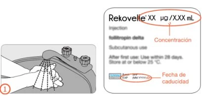 Medical illustration with Rekovelle drug label and diagram showing handwashing with water and soap