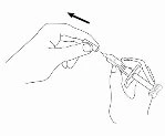 Линейный рисунок руки, хватающей верхнюю часть шприца и вытягивающей поршень в