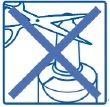Stylized blue drawing of a pair of scissors above a medicine bottle with a large cross indicating prohibition of use