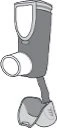 A gray and white medical device composed of an upper cylindrical body, a lateral applicator, and a curved base stand
