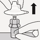 A hand lifting a transparent plastic cap upward toward an 'l'