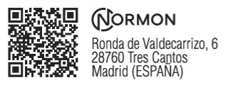 Black QR code on white background next to the Normon logo and