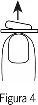 Black-and-white schematic drawing showing a finger pressing down on a flat surface with a black arrow pointing downward