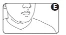 Disegno a linee nere di un volto umano visto di tre quarti con collo e spalle su sfondo bianco e una lettera E in un cerchio nero in alto a destra