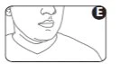 Disegno lineare del volto e del collo di una persona con la lettera E in un cerchio nero
