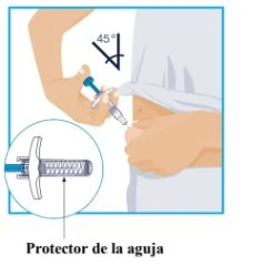 Una mano impugna una siringa con l