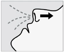Profilo di un volto umano con linee tratteggiate che indicano l'applicazione del trattamento