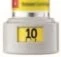 Flacone farmaceutico bianco con etichetta gialla che riporta il numero 10 in nero su sfondo giallo brillante
