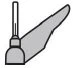 Stylized black-and-white drawing of a medicine vial with a vertical needle or applicator pointing towards it