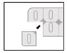Diagram showing how to separate a square module from a larger sheet using a dotted line and a black arrow