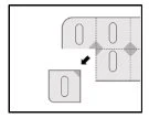 Schematic diagram showing the detachment of a single square with an oval hole from a grid of gray rectangular sheets