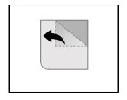 Stylized icon of a sheet of paper with a folded corner and a curved black arrow indicating the direction of folding to the left