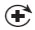Black symbol of a cross at the center of a circle surrounded by a curved arrow pointing clockwise