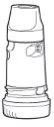 Black and white line drawing of a cylindrical medical device with a wide base and tapered top, featuring small lateral protrusions