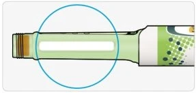Illustration of a cylindrical green medical device with a