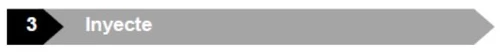 Gray horizontal bar with arrow tip containing the white text 'Inyecte' preceded by a black segment with the white number 3