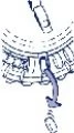 Disegno tecnico in blu che mostra l