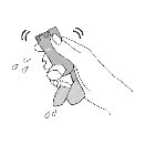 A hand vigorously shaking a liquid medicine vial with droplets emerging from the container