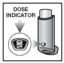 Disegno tecnico di un dispositivo medico con indicatore del dosaggio che mostra un ingrandimento del numero 180 su un piccolo display circolare