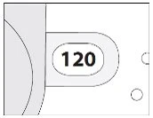 Schematic drawing of an oval-shaped tablet with the number 120 printed in black at the center on a light background