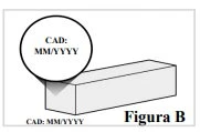 Diagramma schematico con un cerchio contenente la dicitura CAD MM/AAAA posizionato sopra un blocco rettangolare tridimensionale con la scritta Figura B