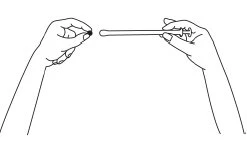Two hands holding a syringe horizontally to prepare the injection