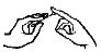 Disegno stilizzato che mostra due mani che tengono e spezzano un oggetto sottile e lungo a metà con un movimento di pressione verso l