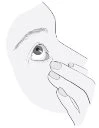 Stylized drawing of a hand gently holding the skin below the