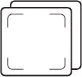 Disegno stilizzato in bianco e nero di due compresse quadrate con angoli arrotondati e bordi sottili sovrapposte tra loro