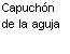 Чёрный текст на белом фоне с надписью по-испански «Capuchón de la aguja»