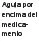 Чёрный текст на белом фоне с надписью по-испански «Aguja por encima del medicamento»