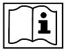 Чёрная иконка на белом фоне, изображающая открытую книгу с маленькой буквой «i» на правой странице