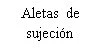 Black text on white background reading the Spanish phrase 'Aletas de sujeción'