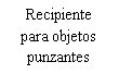 Black text on white background with the Spanish phrase 'Recipiente para objetos punzantes' meaning 'sharps container'