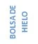 Blue text on white background with the vertical Spanish phrase 'BOLSA DE HIELO' meaning 'ice pack'
