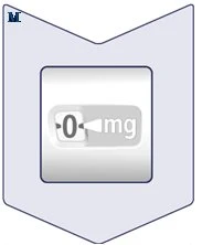 Stylized gauge on a light blue background showing a value of 0 mg at