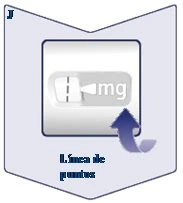 Diagram showing a white tablet with the text 'mg' and a curved arrow indicating the central dotted line