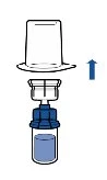 Diagram showing the removal of a transparent cap upwards