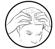 Disegno lineare di una persona con le mani che grattano o massaggiano la testa e la fronte