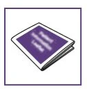 Disegno stilizzato di un libretto informativo con copertina viola e scritte bianche sfocate all'interno