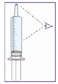 Diagramma di una siringa con liquido all'interno