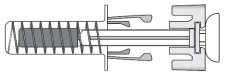 Black-and-white technical diagram showing the internal structure of a medical device with screw components and lever mechanisms