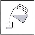 Disegno stilizzato di un contenitore che versa un liquido grigio all